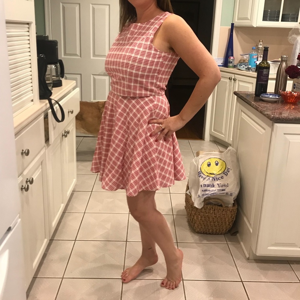 2 piece gingham set by June and Ivy size L